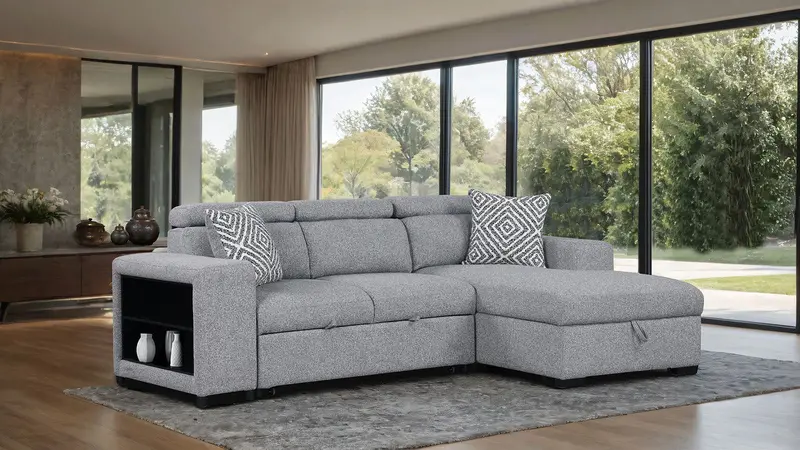 Chatteris Gray Right-Facing Chaise Sectional By Furniture Of America 1