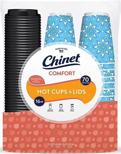Chinet Comfort Cup Hot Beverage Cups With Lids – 16 Oz. (70 Count) 1