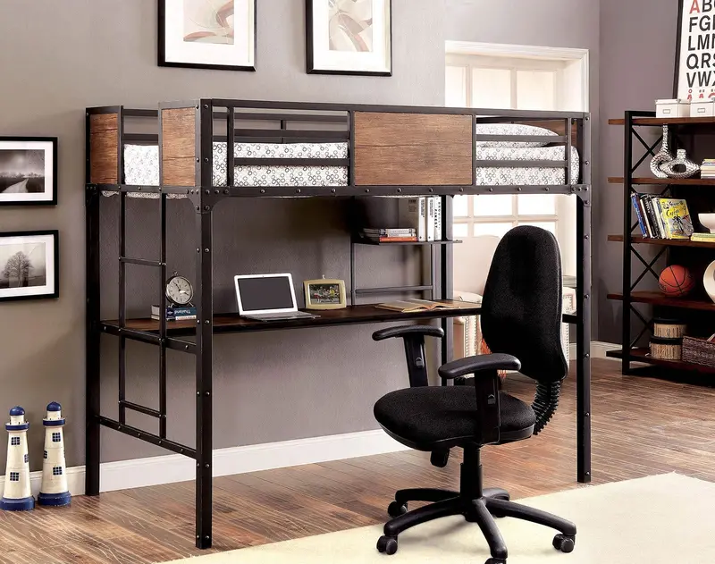 Clapton Twin Loft Bed With Underbed Workstation By Furniture Of America – Cm-Bk029Td 1