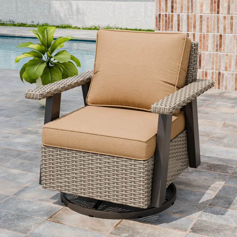 Classic 360° Swivel Glider Chair – Wicker Design, Multiple Color Options 3