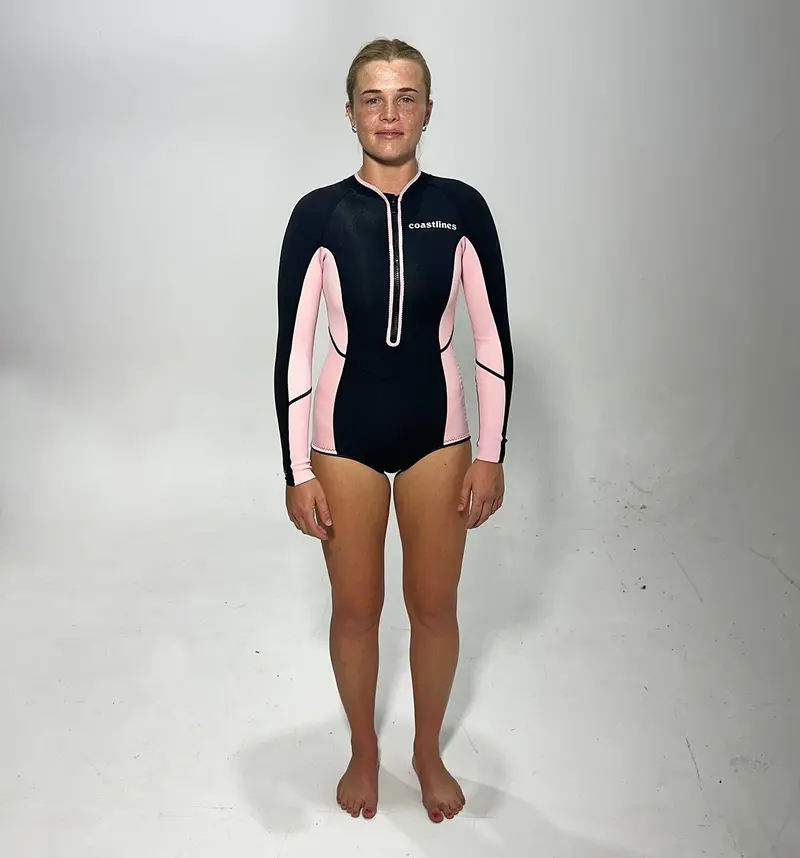 Classic Women’S 2/2Mm Front-Zip Spring Suit – Pink 1