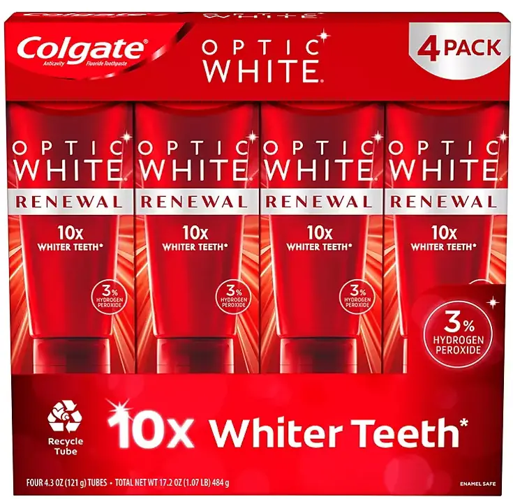 Colgate Optic White Renewal Whitening Toothpaste – 4.3 Oz., 4-Pack 1