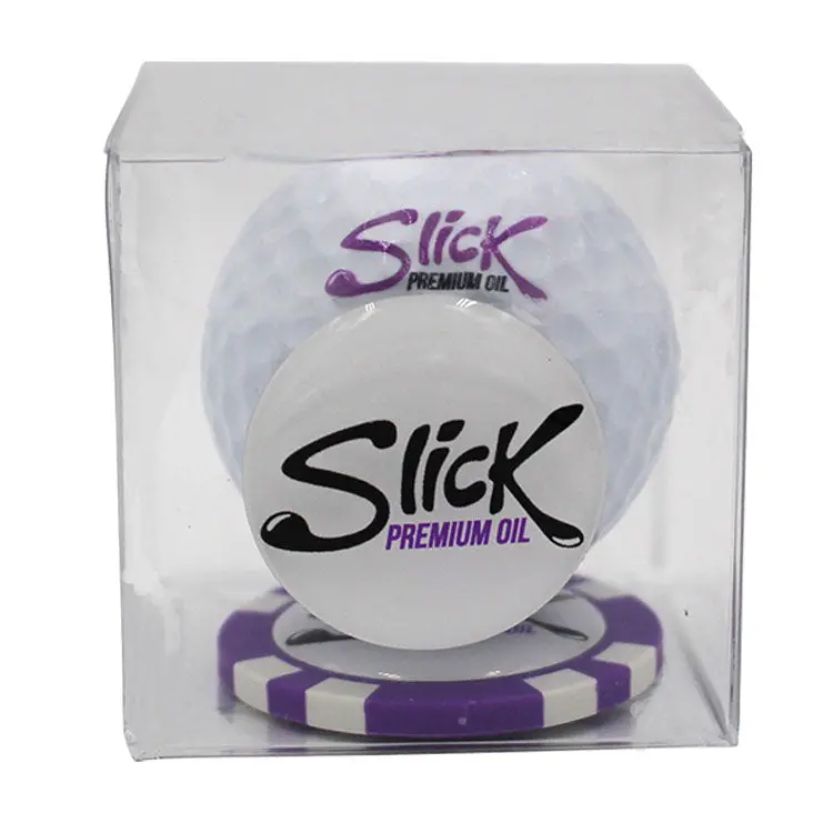 Cube-Shaped Golf Gift Set With Ball And Branded Poker Chip 1