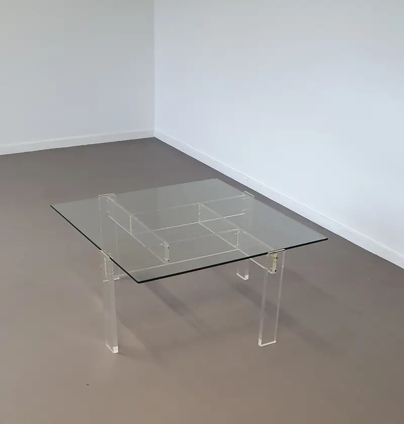 De Swart Acrylic & Glass Coffee Table – Transparent Mid-Century Statement Piece 1