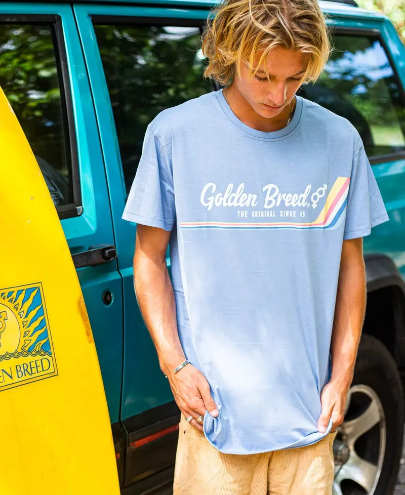 Deluxe Retro Surf Graphic Tee In Sea Blue Marle 1