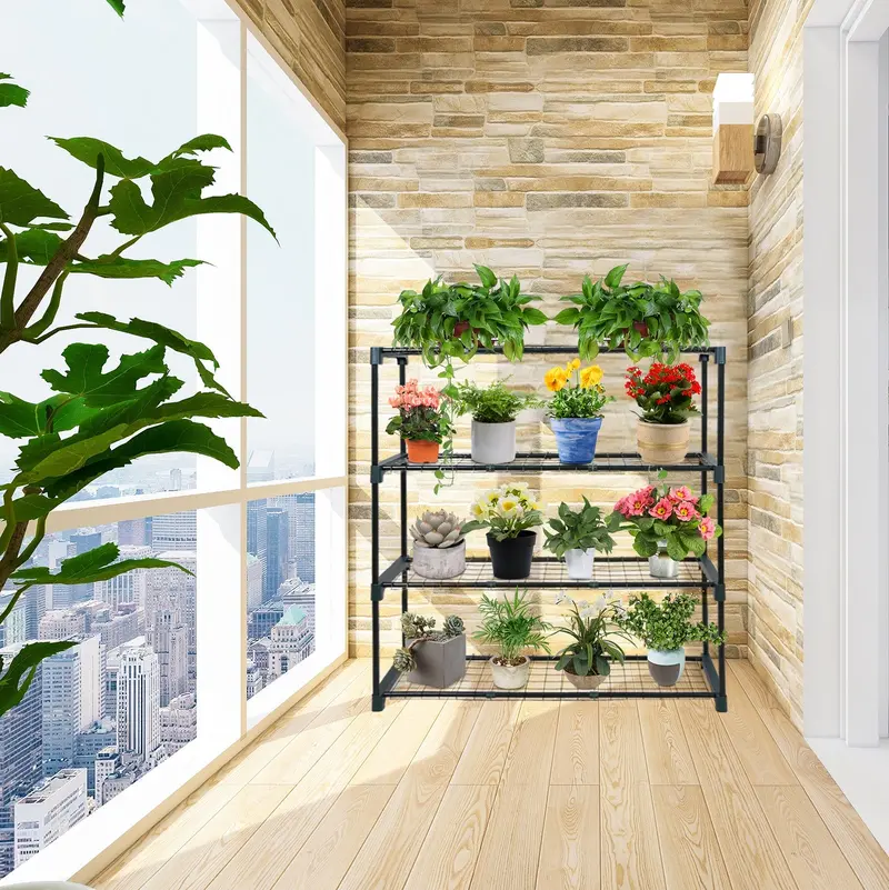 Double-Tier Greenhouse Shelving Unit – 4-Tier, 35" X 12" X 42", Forest Green 1