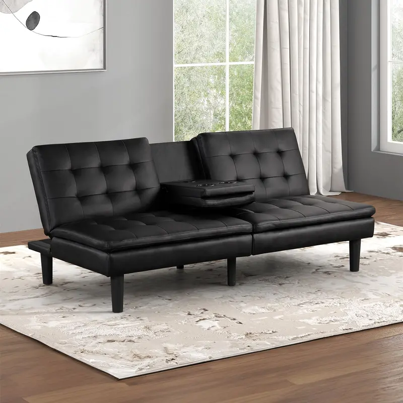 Eidsberg Futon Sofa With Drop-Down Table – Furniture Of America Multi-Functional Design 1