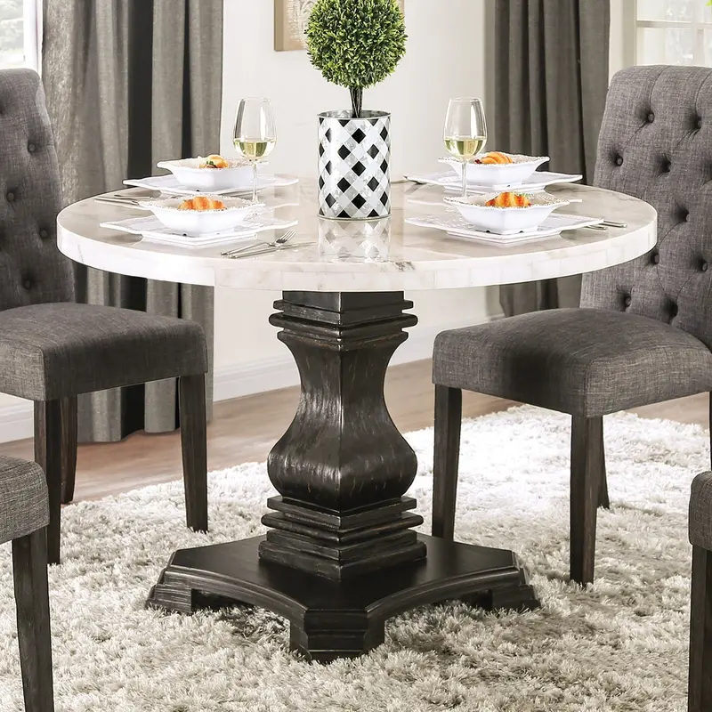 Elfredo Round Pedestal Dining Table – Mid-Century Inspired By Furniture Of America 1