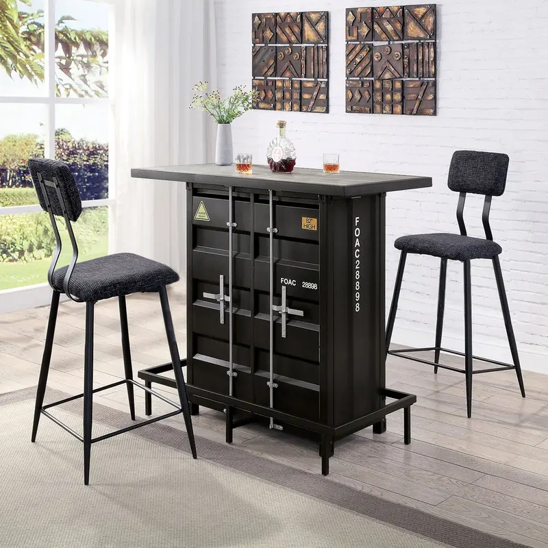Esdargo Led-Lit Bar Height Table – Black Finish (Cm3789Bk-Bt) 1