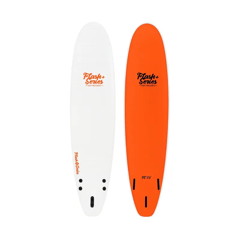 Flash Series Soft Top Surfboard – 7'0" White & Orange 1