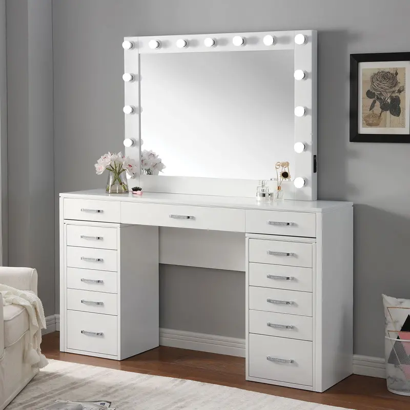 Furniture Of America Aphrodite White Vanity Set With Mirror & Stool (Cm-Dk933Wh-Pk) 1