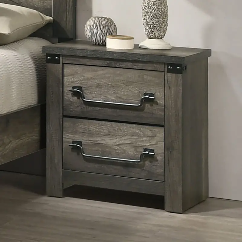 Furniture Of America Britonale Nightstand – 2-Drawer Side Table With Open Shelf (Fm7218Gy-N) 1