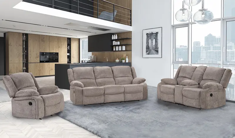 Furniture Of America Cosimo 3-Piece Reclining Sofa, Loveseat, And Chair Set 1