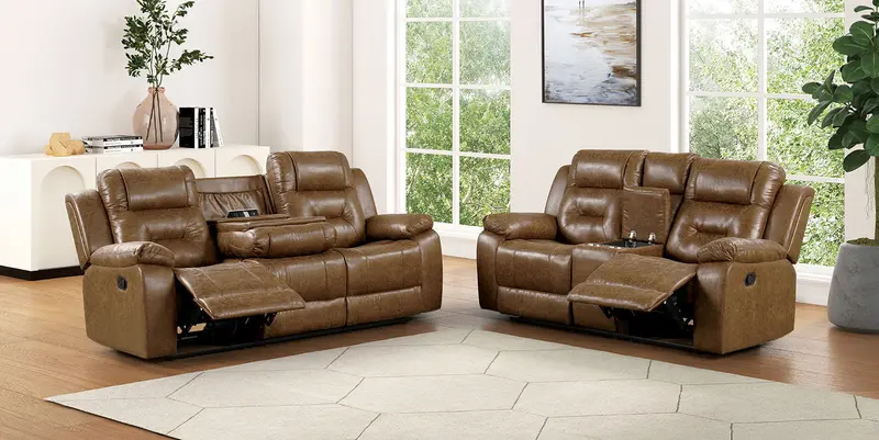 Furniture Of America Ezekius 2-Piece Manual Reclining Sofa And Loveseat 1
