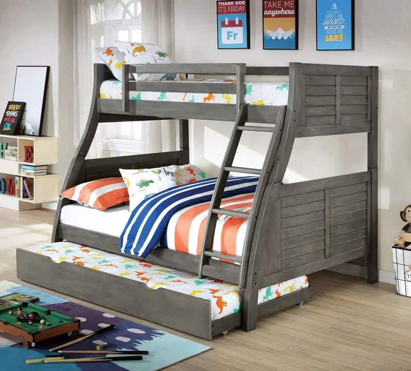 Furniture Of America Hoople Full Bunk Bed With Underbed Trundle Drawer (Cm-Bk963Gy-Bed-Tr) 1