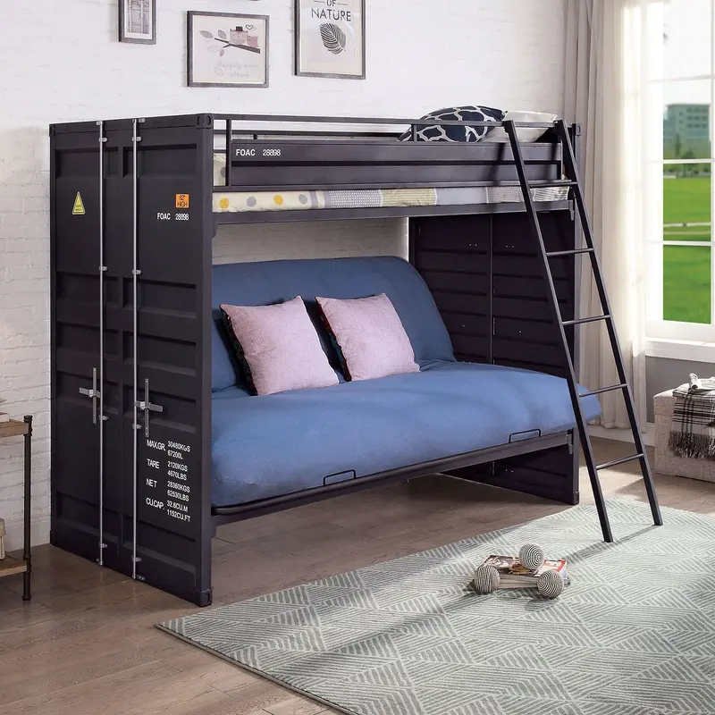 Furniture Of America Lafray Twin Bunk Bed With Futon Base Option (Foa-Bk652Bk-Bed) 1