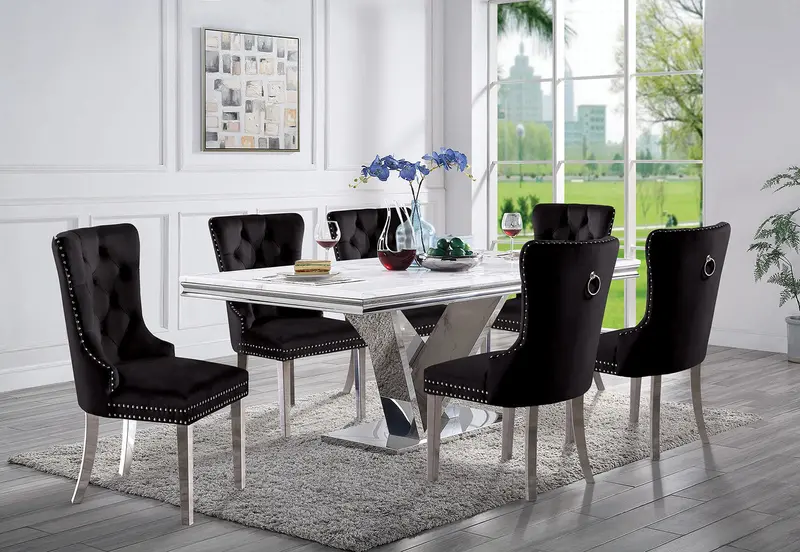 Furniture Of America Valdevers 7-Piece Dining Set With 2 Black Armchairs (Cm3294T-7Pc-Ac261Bk) 1
