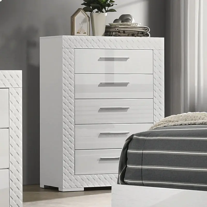 Furniture Of America Whitby 5-Drawer Chest – Slim Vertical Bedroom Organizer 1
