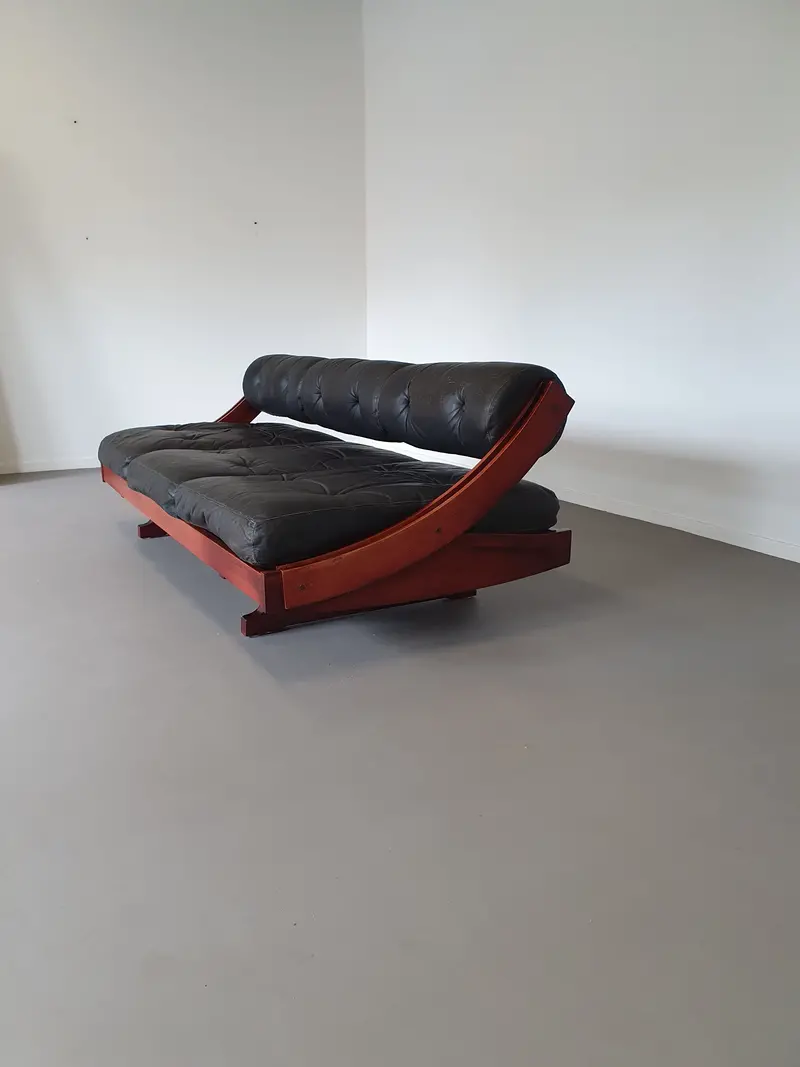 Gianni Songia Black Leather Daybed Sofa (Model Gs-195), Designed For Sormani, Italy, 1963 1