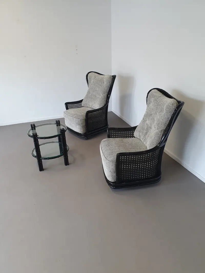 Giorgetti Faux Bamboo Wingback Lounge Set – 1970S Italian Design 1