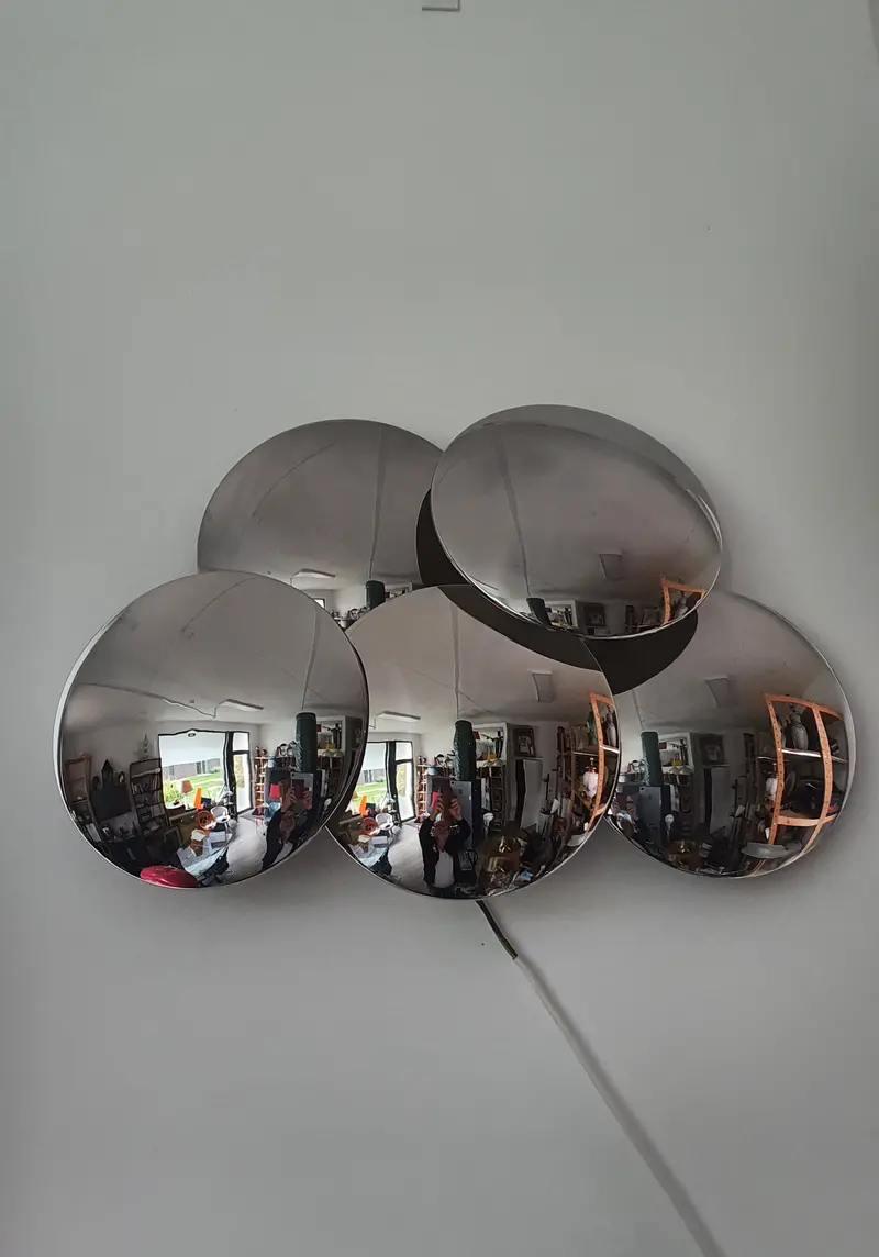 Goffredo Reggiani Convex Mirrored Sunburst Wall Sculpture 1