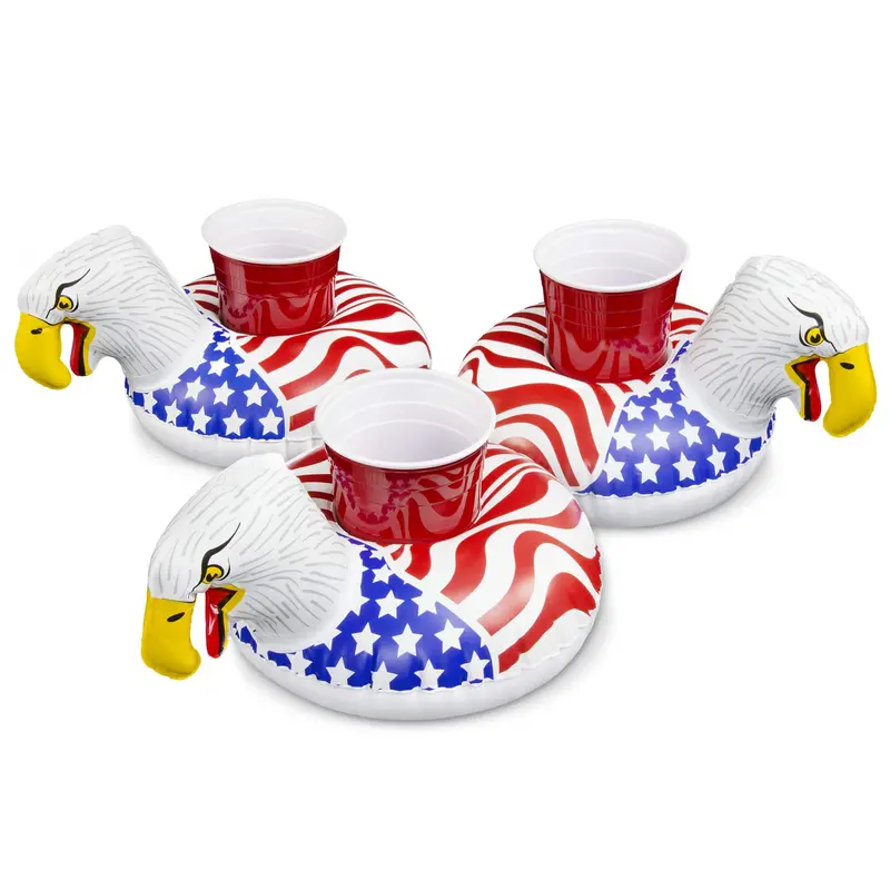 Gofloats 3-Pack Inflatable Beverage Holders – Screaming Eagle Design 1