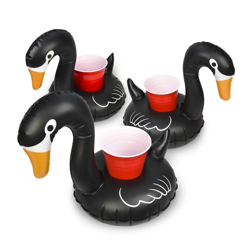 Gofloats Black Swan Inflatable Drink Holder Set (3-Pack) 1