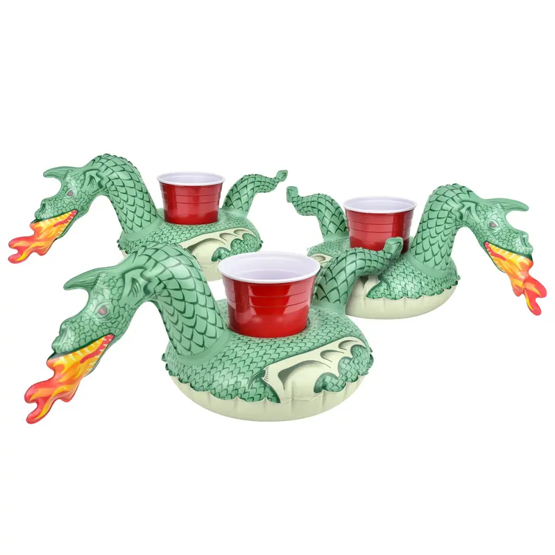 Gofloats Fire Dragon Inflatable Drink Holders – 3-Piece Floating Cup Set 1