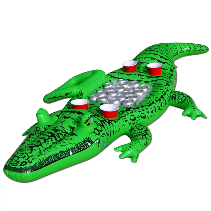 Gofloats Giant Gator Pool Float With Built-In Cooler & Cup Holders 1