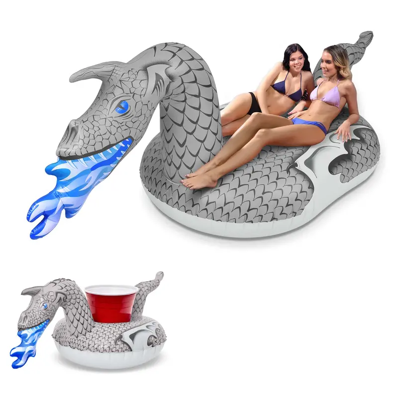 Gofloats Ice Dragon Giant Pool Float With Bonus Drink Holder 1