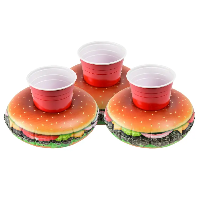 Gofloats Inflatable Drink Floats – 3-Pack Cheeseburger 1