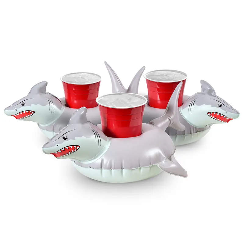 Gofloats Shark-Inspired Inflatable Drink Holders – 3-Piece Set 1