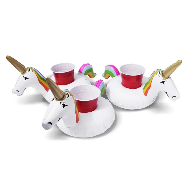 Gofloats Unicorn-Themed Inflatable Drink Holder Set (3-Pack) 1