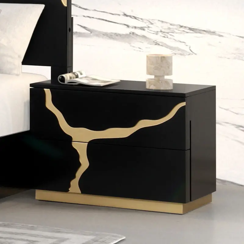 Goldsberg Nightstand By Furniture Of America – Sleek Black Bedroom Side Table (Fm7425Bk-N) 1