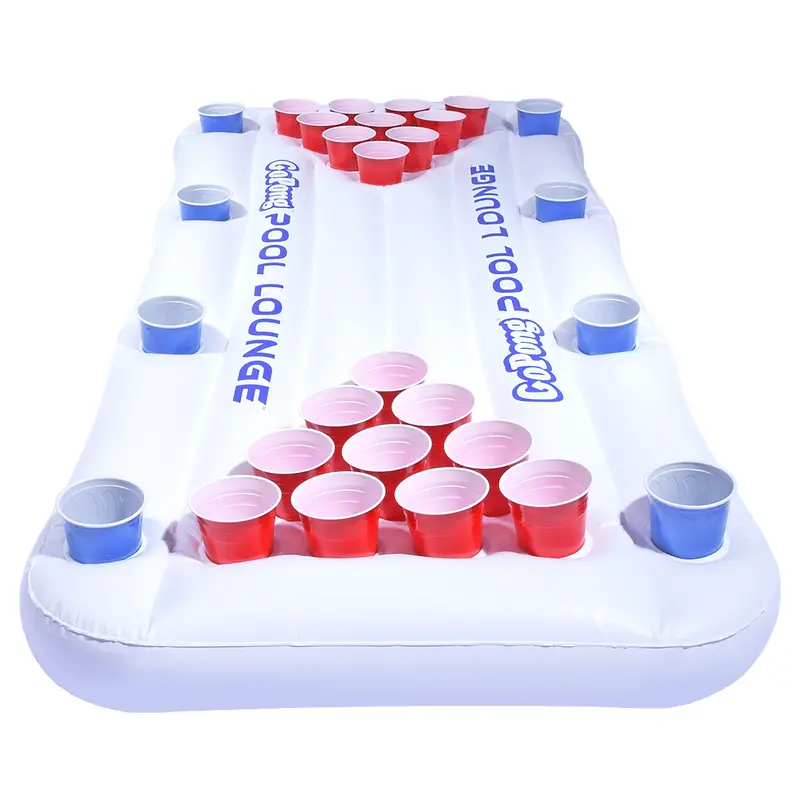 Gopong Inflatable Pool Lounge Beer Pong Table – White 1