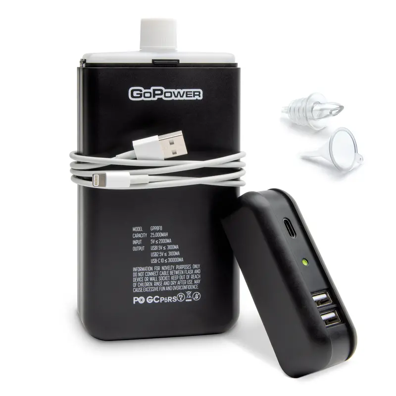 Gopong Power Bank Flask – 8 Oz Dual-Function Alcohol Container With Charging Capability 1