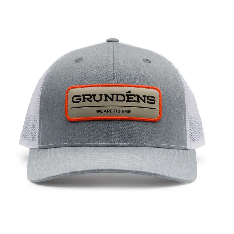 Grundéns 'We Are Fishing' Trucker Hat – Heather Grey/White 1