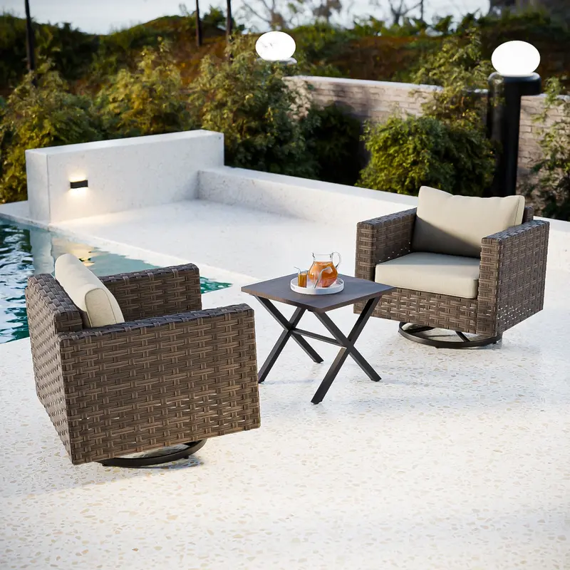 Harbor Haven 3-Piece Swivel Rocking Bistro Set With Side Table 1