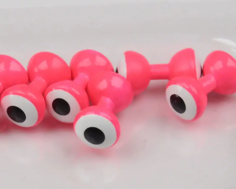 Hareline Dubbin Double-Pupil Lead Eyes #11 – Hot Salmon Pink With White And Black Accents (Pack Of 10) 1