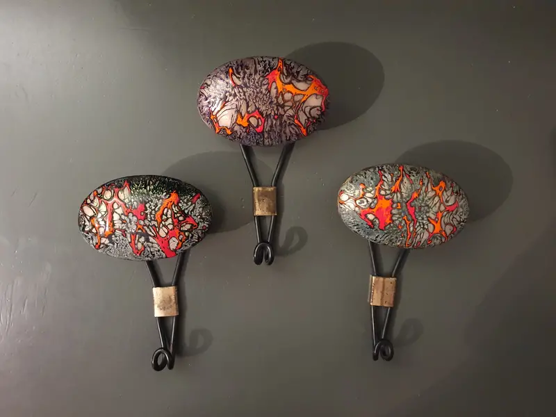 Harvey Creazioni Enamel-Coated Coat Hooks, 1960S Italian Studio Design 1