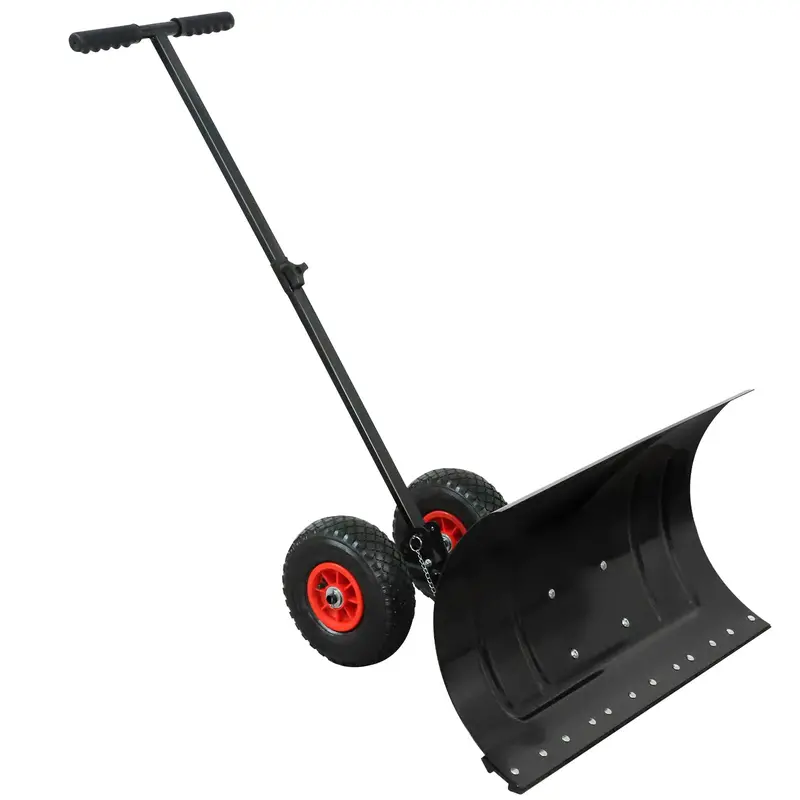 Heavy-Duty Wheeled Snow Shovel With 29" X 16.5" Blade – Dual Or Single Handle Design 1
