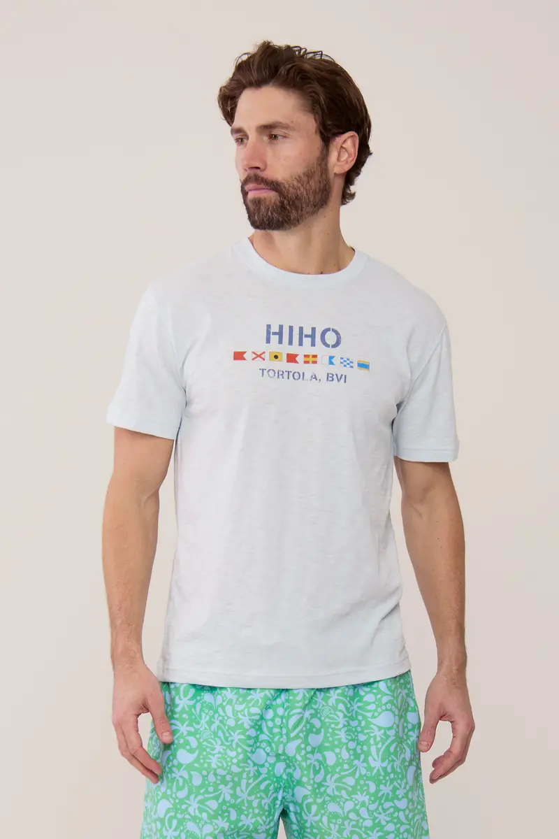 Hiho Flag T-Shirt In Misty Blue 1