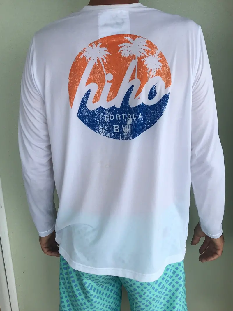 Hiho Oval Palm Print Upf 50 Sun Shirt – White 1