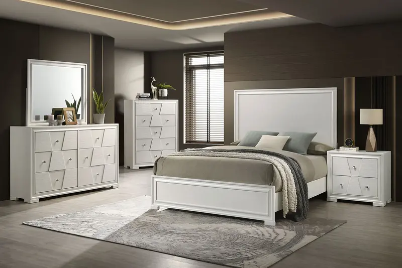 Holsted Nightstand With Drawers – White Modern Bedroom Accent 1
