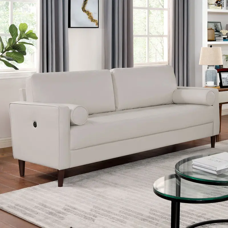 Horgen White Sofa With Clean Lines – Furniture Of America Cm6452Wh-Sf 1