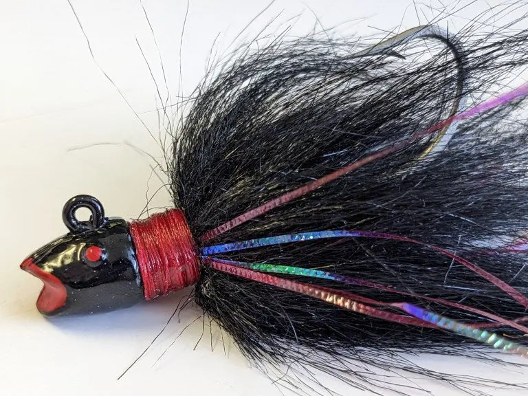 Hot Lips Bucktail Jig – 3/8 Oz, Black Skirt With Flash 1