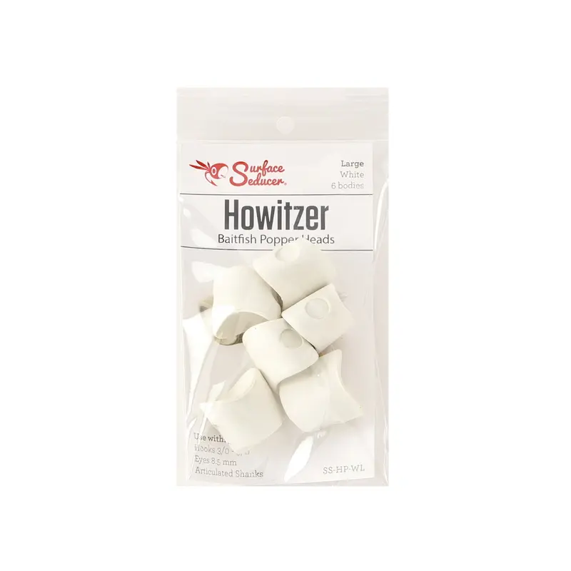 Howitzer Baitfish Popper Head – Small Size #377, Pure White 1