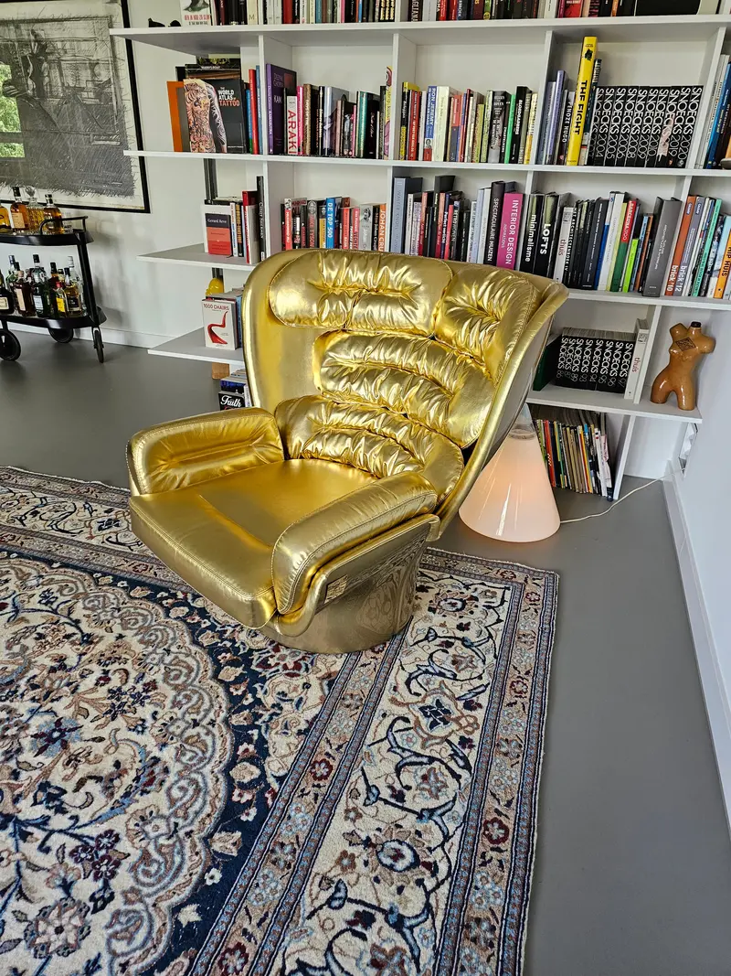 Joe Colombo Elda Chair — Limited Golden Edition (No. 19/20) For Longhi, Italy, 1960S 1