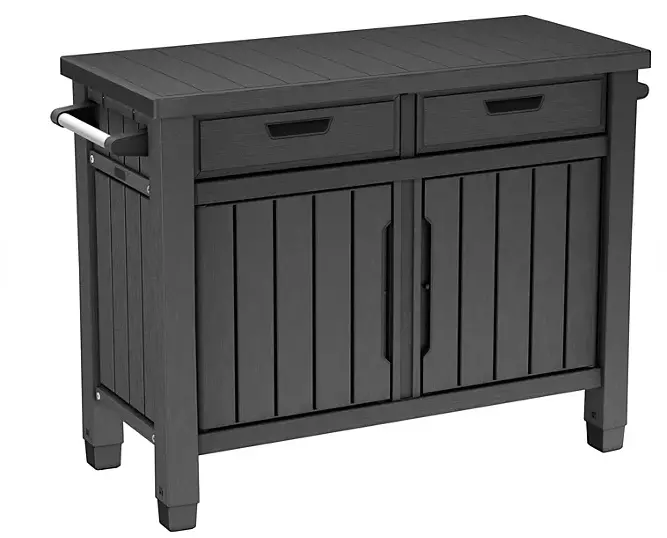 Keter Graphite Gray Outdoor Grill & Entertainment Center With Storage Drawers 1