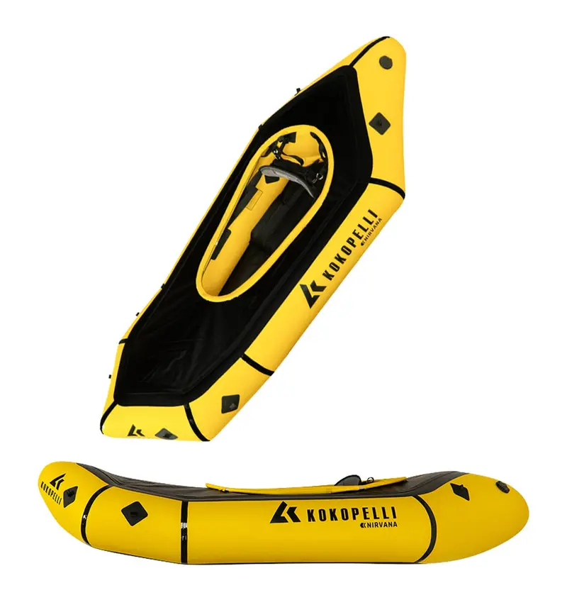 Kokopelli Nirvana Inflatable Kayak Packraft – Yellow Whitewater Spraydeck Model 1